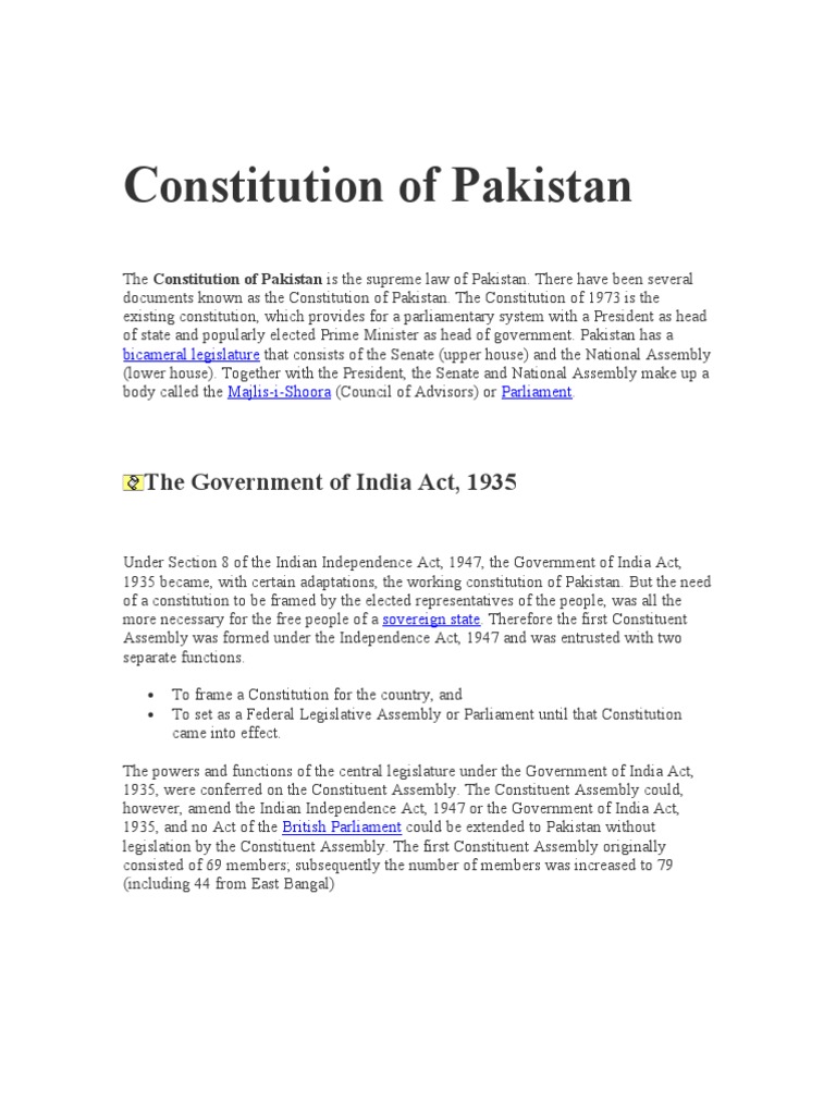essay on constitution of pakistan