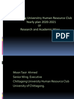 Chittagong Universitry Human Resource Club Yearly Plan 2020-2021 Research and Academic Wing