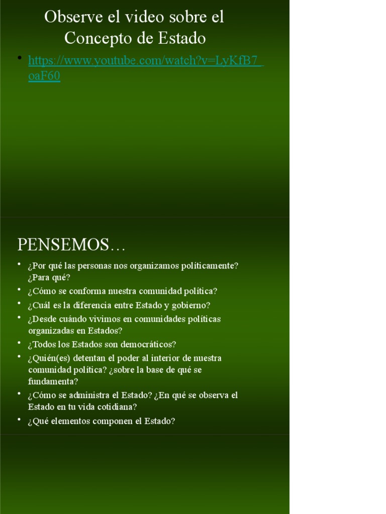 Concepto y Elementos del Estado | PDF | Separación de poderes | Estado ...