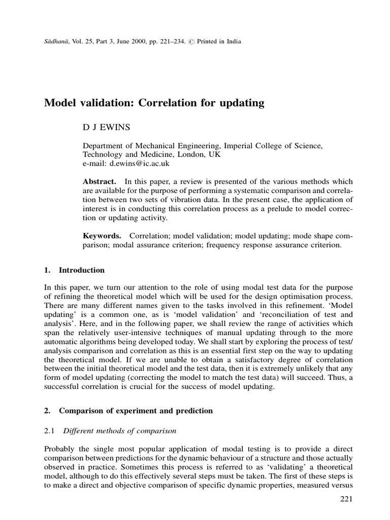Model Validation Techniques for Updating | PDF | Correlation And ...