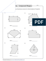 Area - Compound Shapes: Find the area of each figure. Round your answer to 2 decimal places if required. (Use π = 3.14)