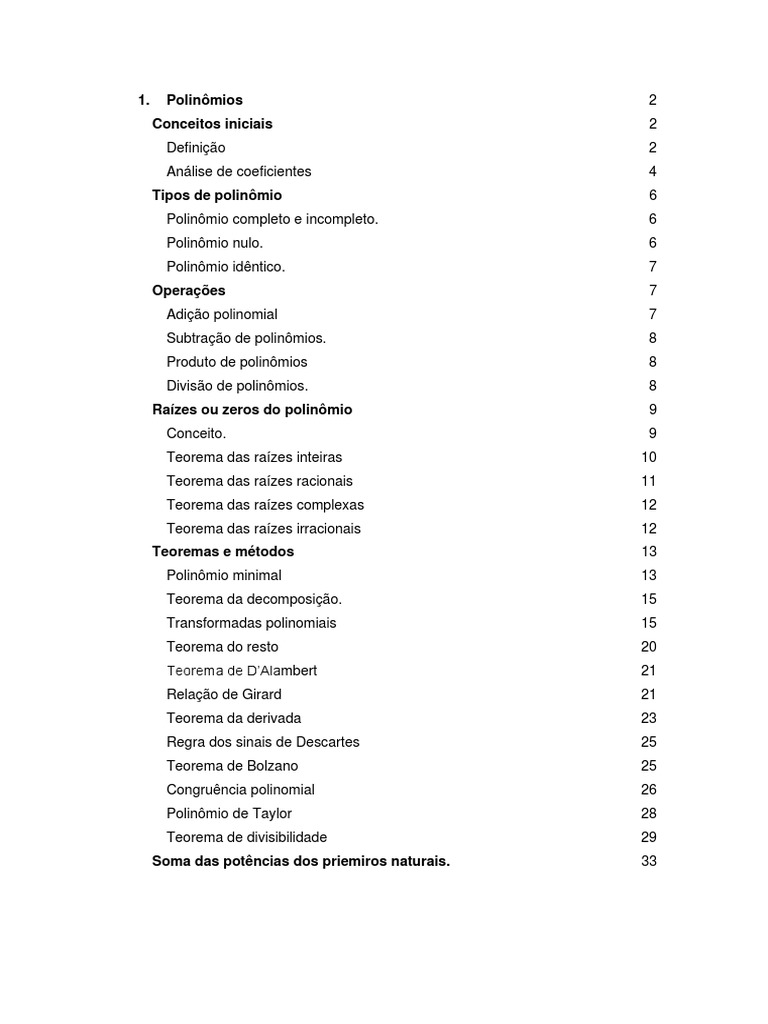 Conceitos e Tipos de Polinômios | PDF | Divisão (Matemática) | Números