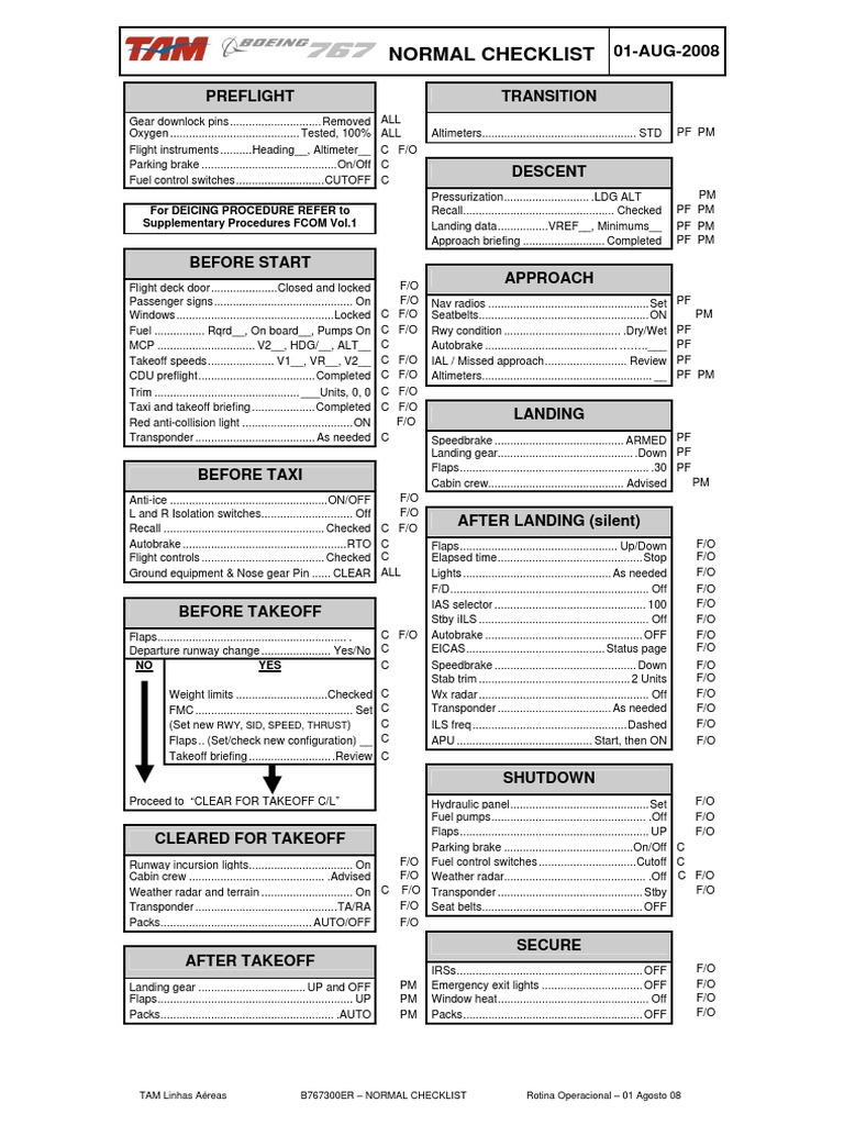 B767 Checklist | PDF | Takeoff | Rocketry