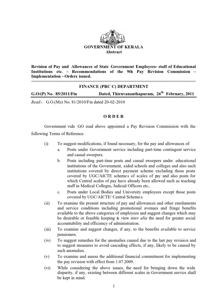 Pay Revision Order | PDF | Employee Benefits | Employment