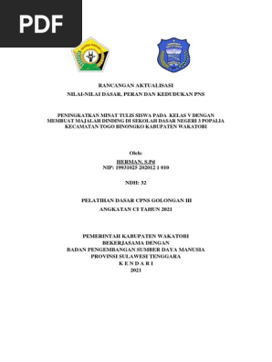 Rancangan Aktualisasi Kel Iv Latsar Wakatobi 2021 Pdf