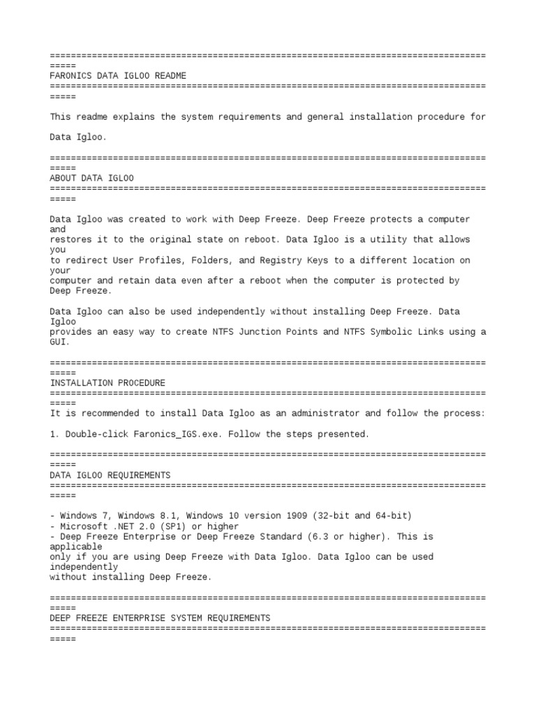 Faronics Data Igloo README | PDF | Microsoft Windows | Operating System ...