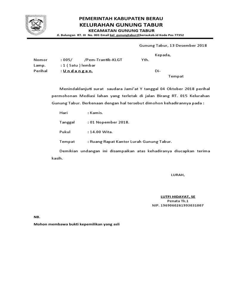 Surat Undangan Mediasi | PDF