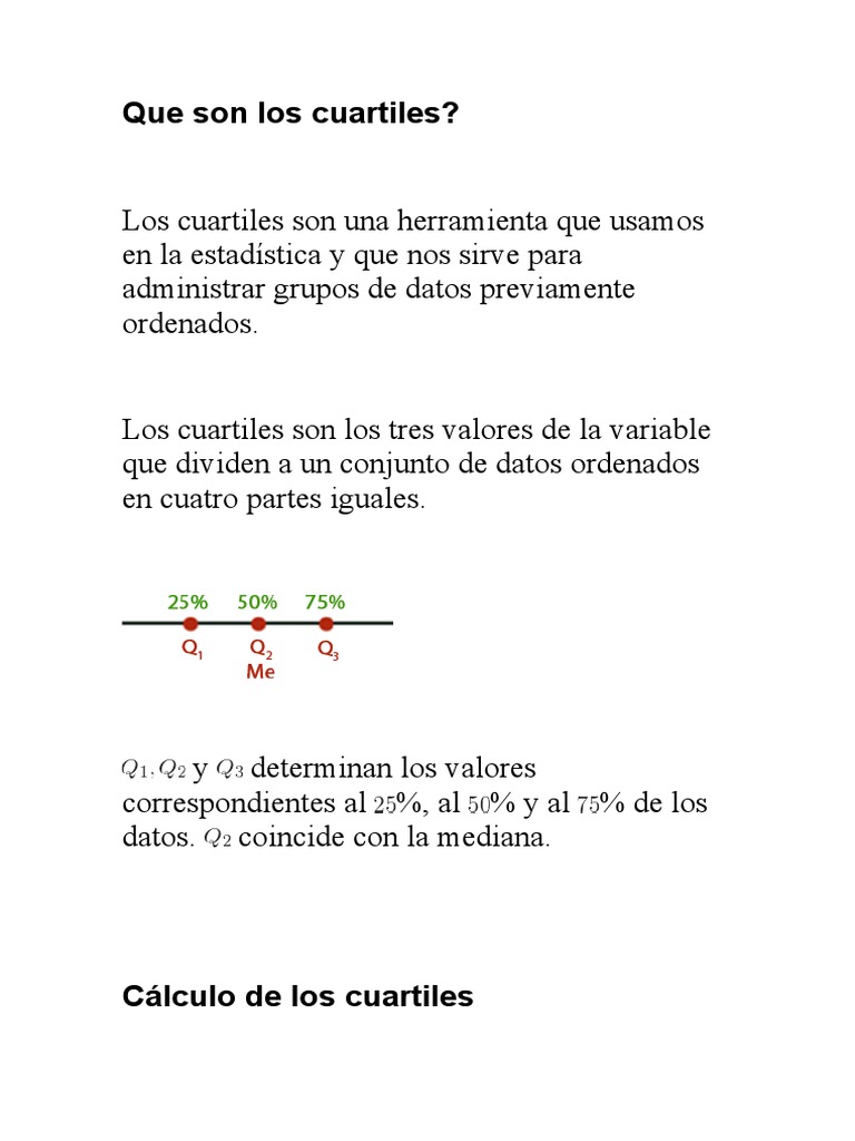 Guía sobre cuartiles en estadística | PDF | Cuantil | Enseñanza de ...