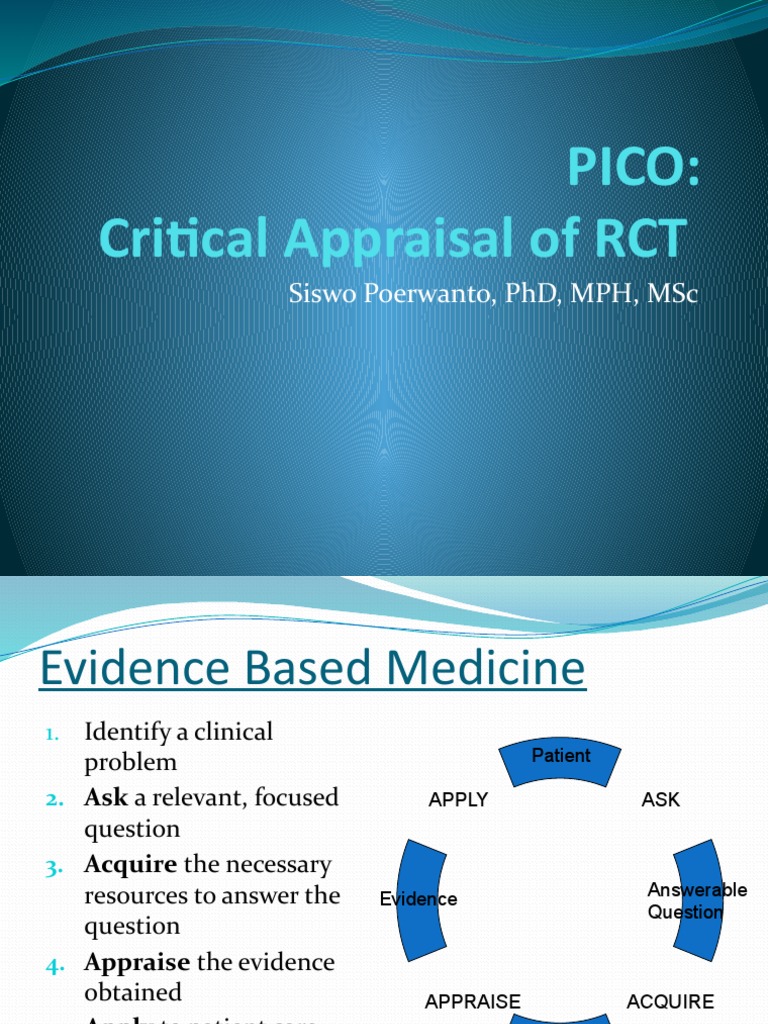 Critical Appraisal of RCT Using PICO | PDF | Randomized Controlled ...
