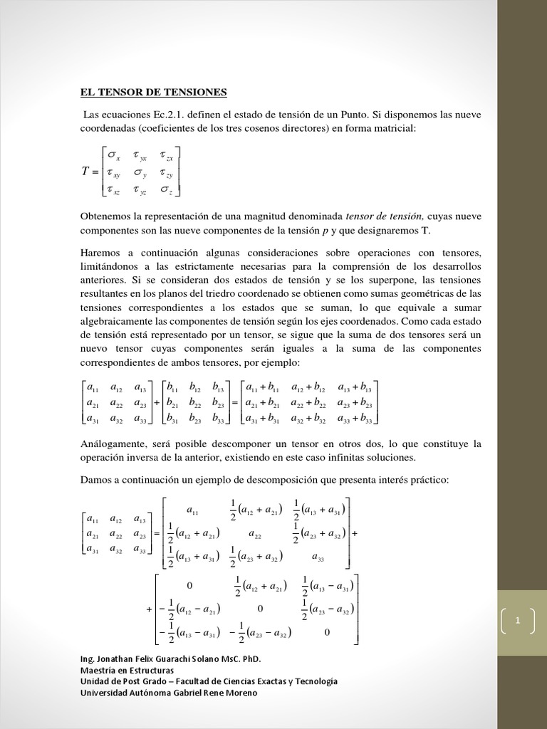 El Tensor de Tensiones | PDF | Mecánica | Álgebra