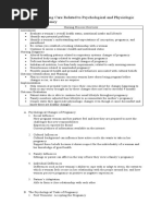 Chapter 10: Nursing Care Related To Psychological and Physiologic Changes of Pregnancy