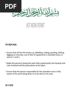 Hot Work Permit