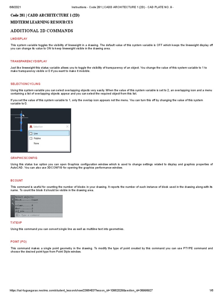 Additional 2D Commands: Midterm Learning Resources | PDF | Computer ...