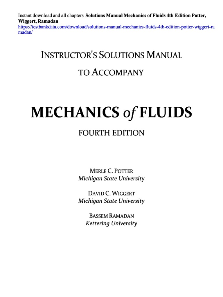 Mechanics of Fluid, Potter & Wiggert著 mechanicsoffluid03edpott_h6h2