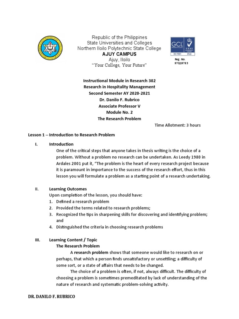 Research Problem Formulation Guide | PDF | Analysis Of Variance | Water