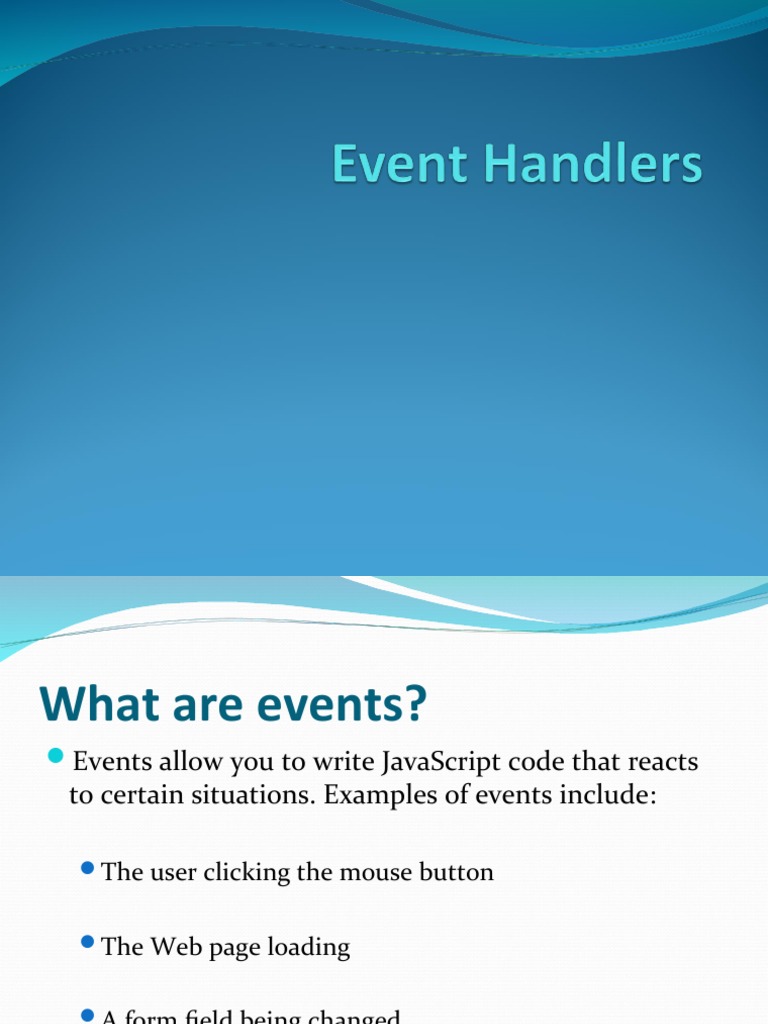 JavaScript Event Handlers | PDF | Button (Computing) | Java Script
