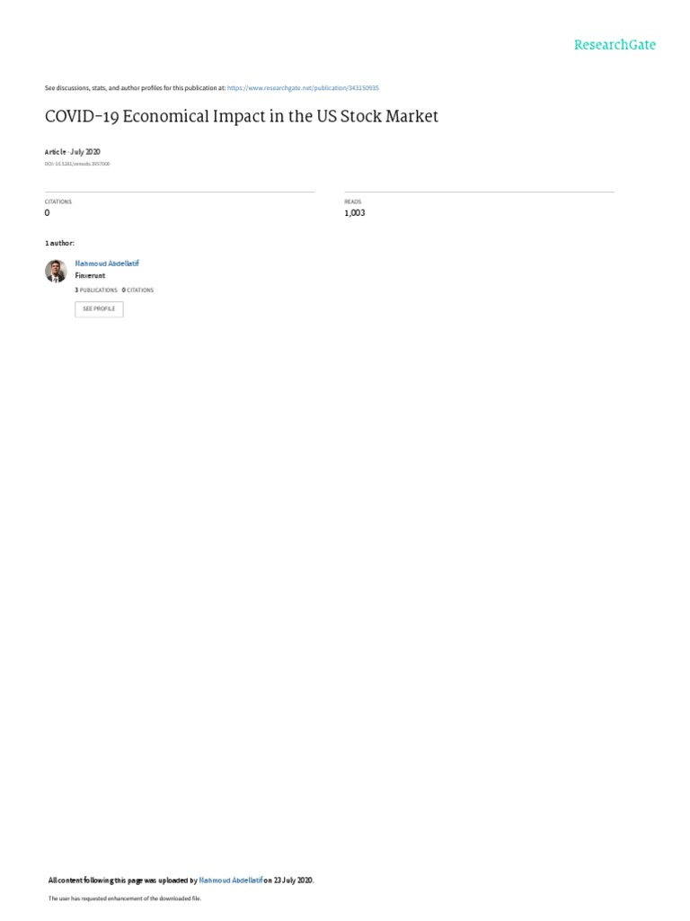 COVID-19's Impact on US Stock Market | PDF | Dow Jones Industrial ...
