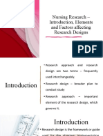 Nursing Research -Introduction Elements and factors affecting Research Design