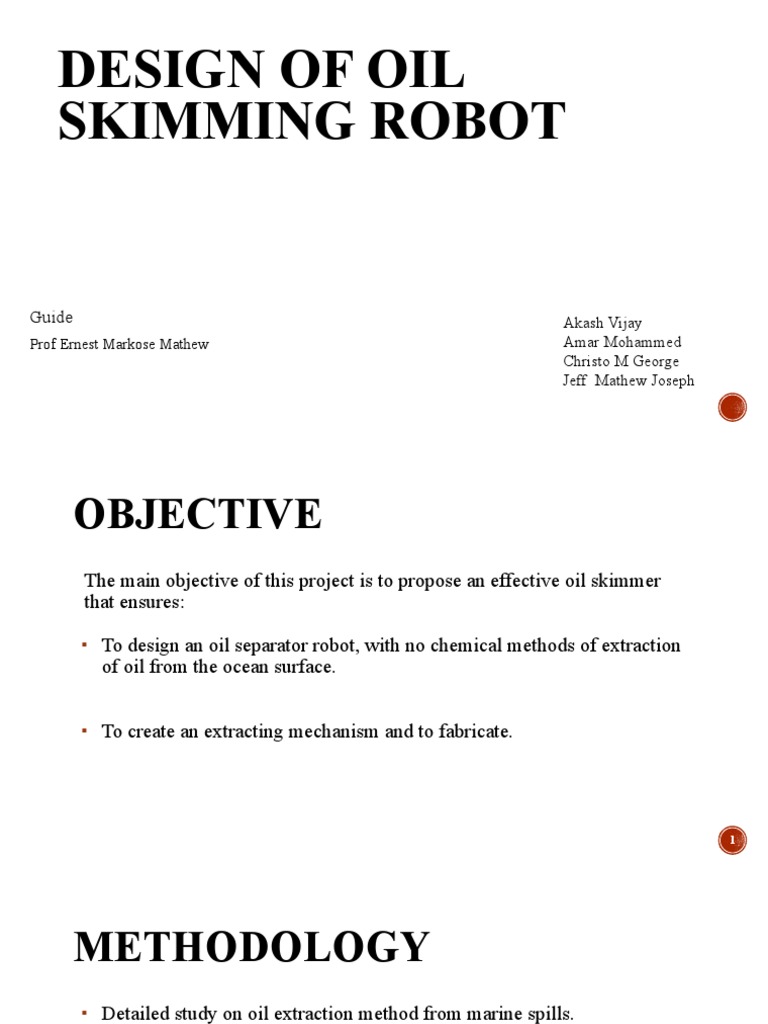 Design of Oil Skimming Robot Guide Download Free PDF Chemical