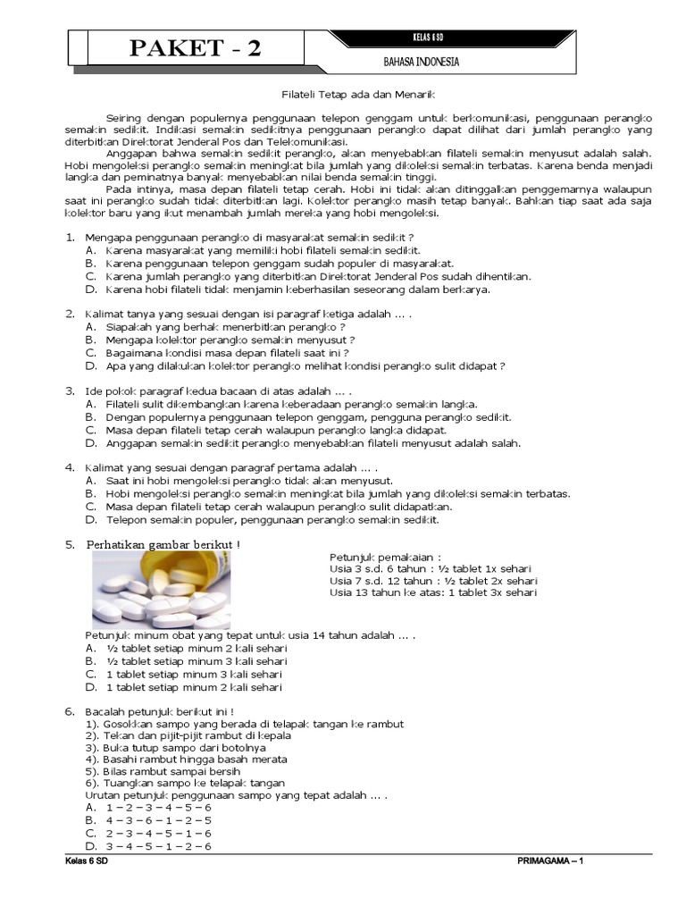 Paket Soal Kelas 6sd Bahasa Indonesia Pdf