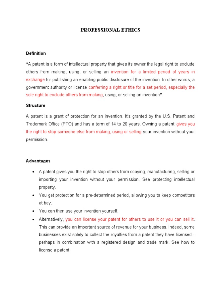 An Overview of Patents Definition, Structure, Advantages, Disadvantages, Characteristics