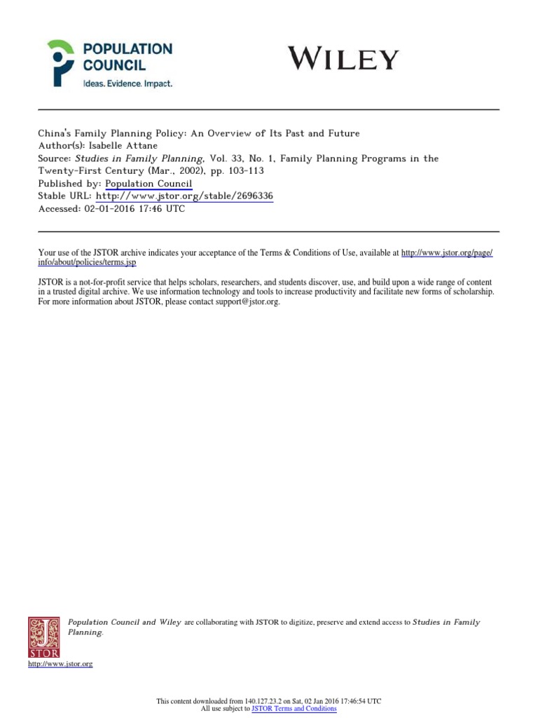 Overview of China's Family Planning Policy | PDF | Human Reproduction