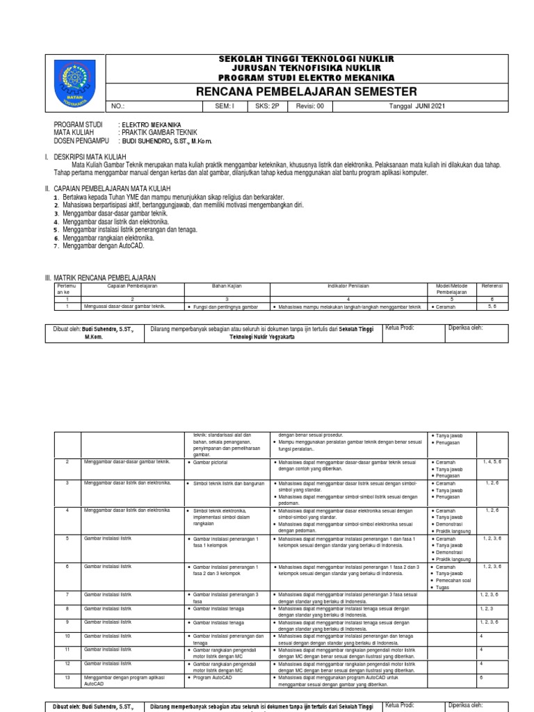 RPS Praktik Gambar Teknik | PDF