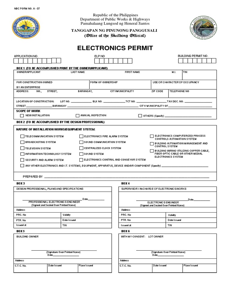 Electronics Permit Application Form | PDF | Electronics | Information ...