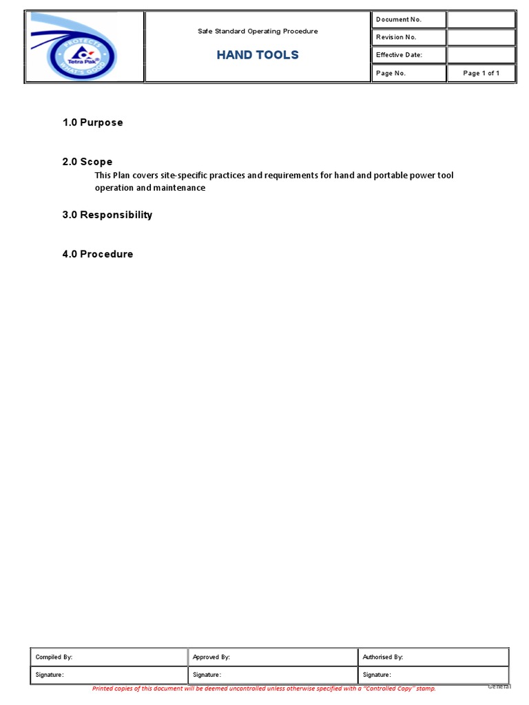 Hand Tool Safety SOP Guide | PDF