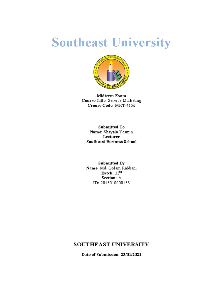 Services Marketing Midterm Exam PDF Coca Cola Brand