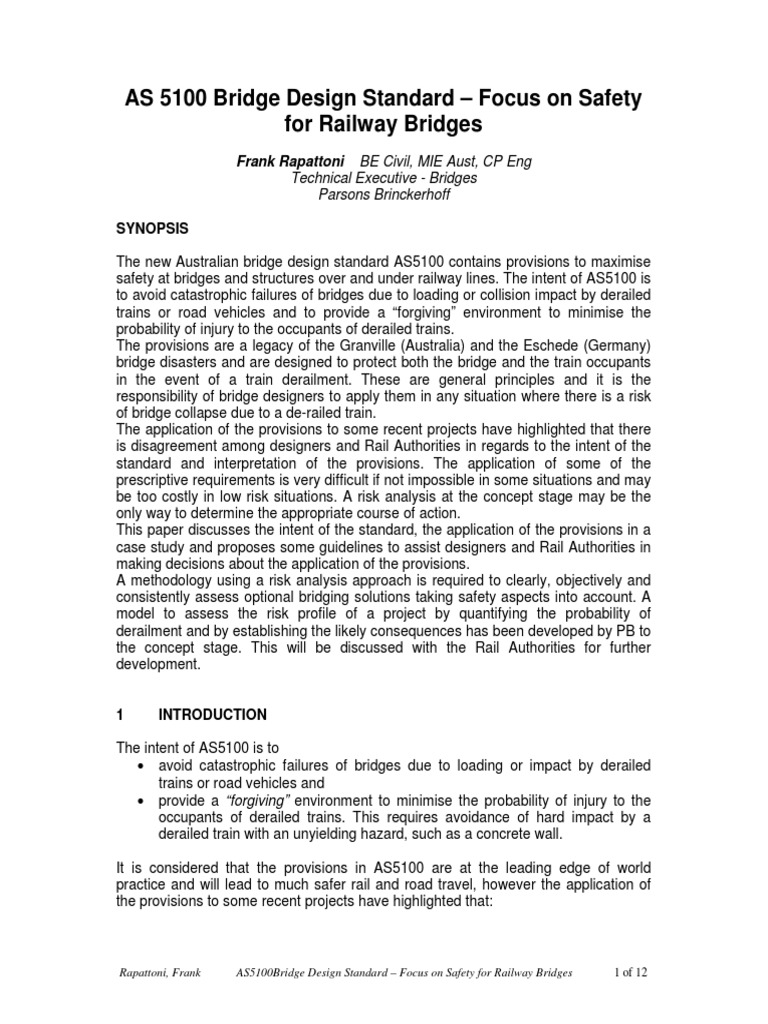 AS 5100 Bridge Design Standard Focus On Safety For Railway Bridges