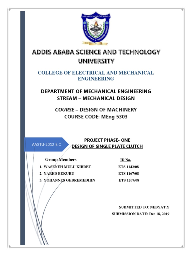 Single Plate Clutch Design Project PDF Clutch Cast Iron