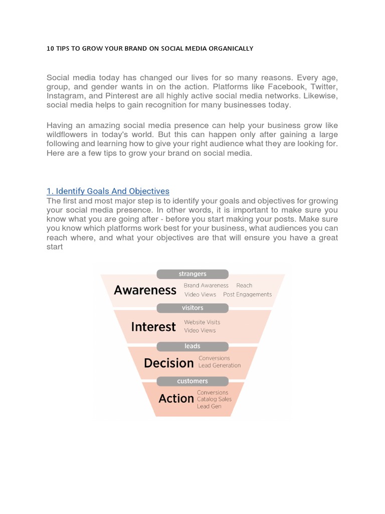 10 Tips To Grow Your Brand On Social Media Organically | PDF
