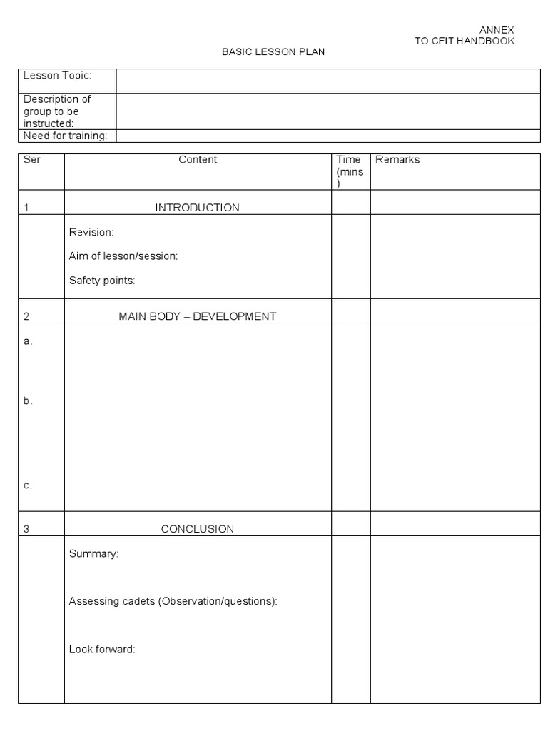 Basic Lesson Plan Template