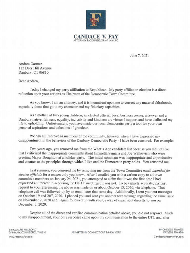 Candace Fay Letter To The DDTC | PDF