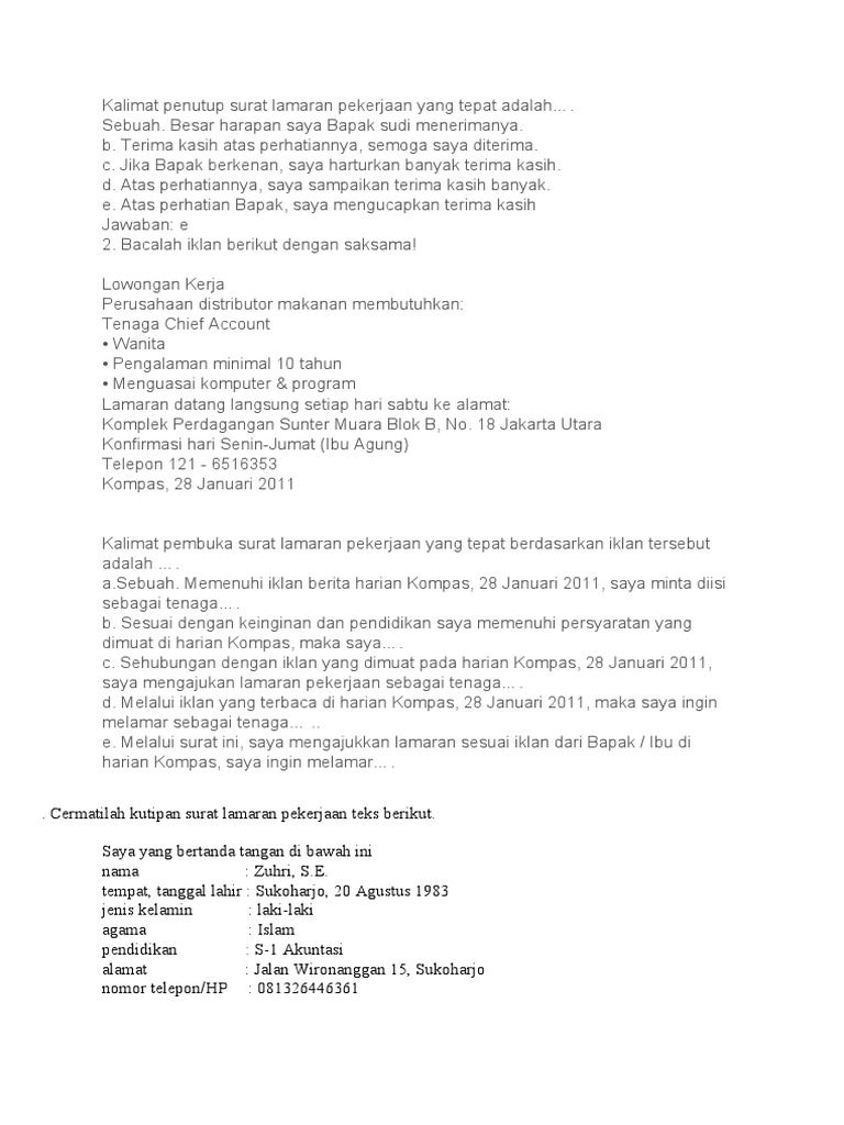Download 78+ Contoh Surat Surat Lamaran Kerja Zuhri Gratis Terbaru