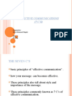 Effective Communications (7 C'S) : Presented By: Haris Mahmood Mughal Mba - I Evening