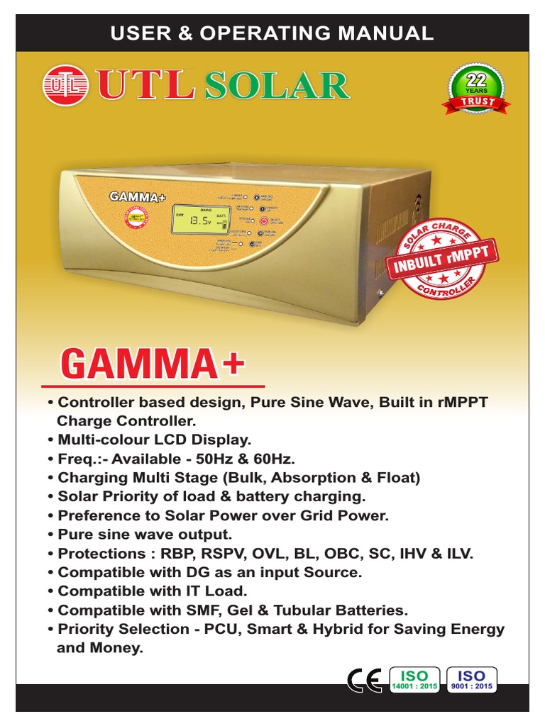 UTL Gamma Plus Inverter User Manual | PDF | Power Inverter | Mains ...