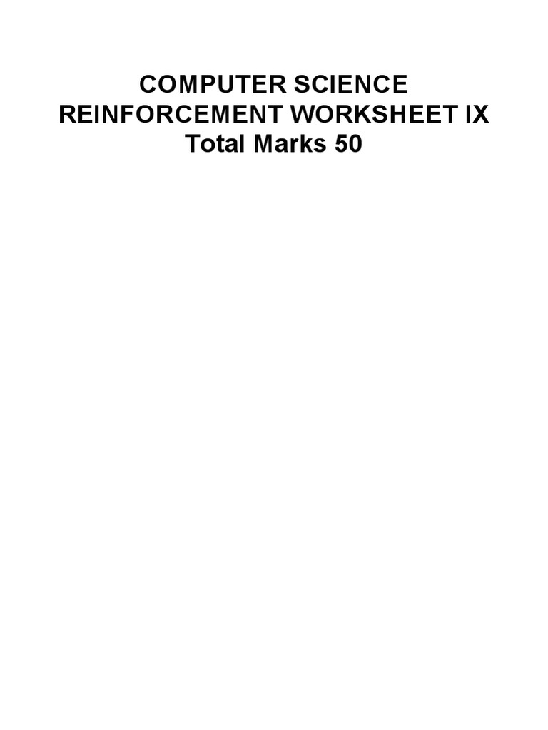 Computer Science Reinforcement Worksheet IX | PDF | Touchscreen ...