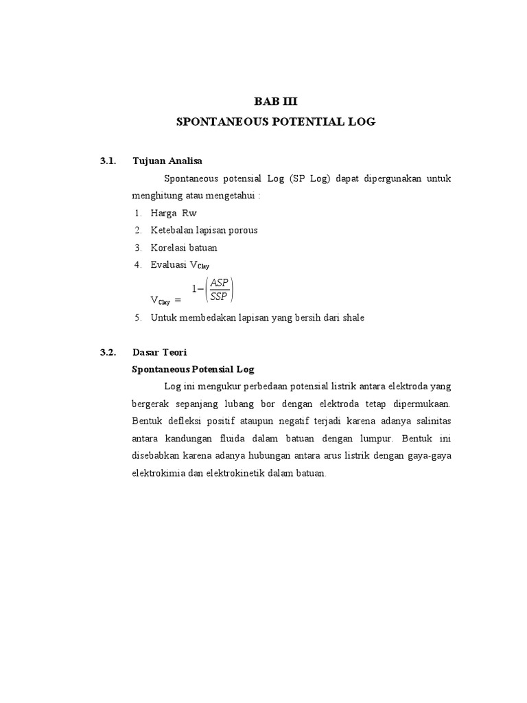 Analisis SP Log untuk Lapisan Permeabel | PDF