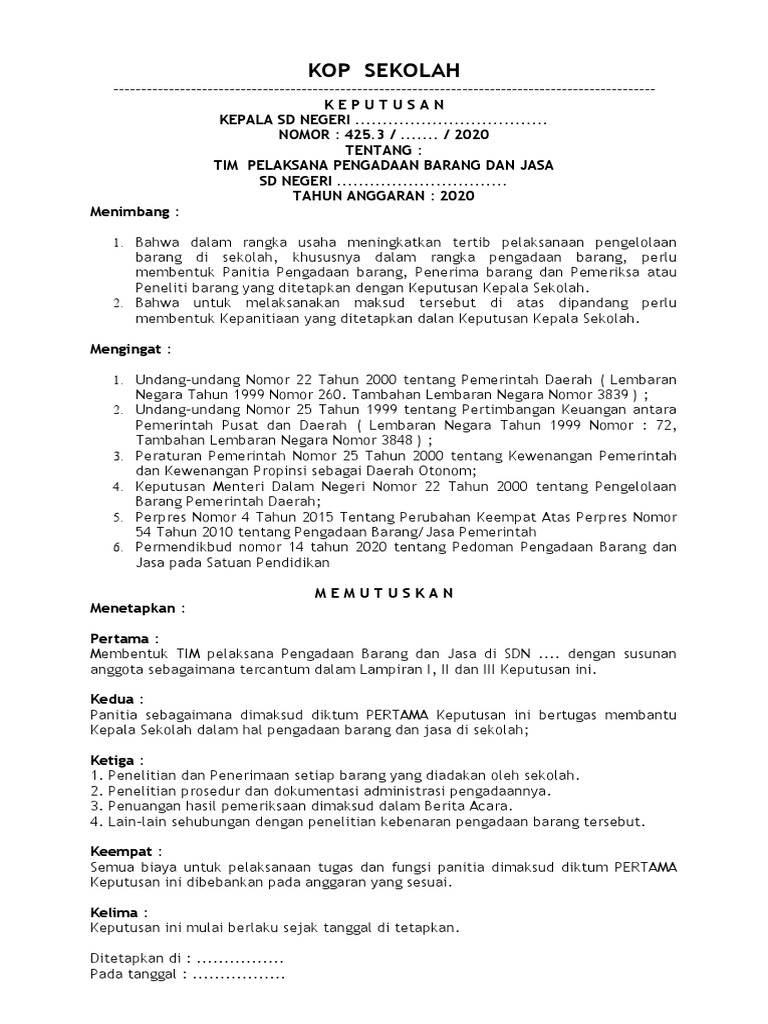 05 SK Pengadaan Barang Dan Jasa | PDF