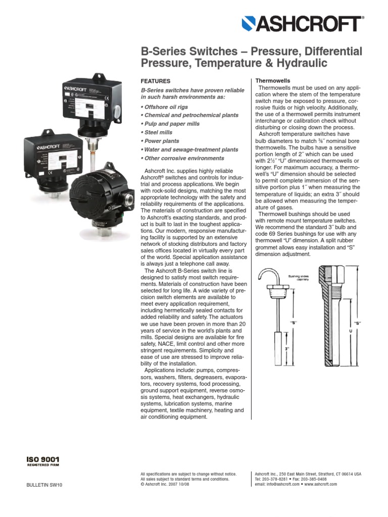 Ashcroft Pressure Switches | Switch | Pressure Measurement