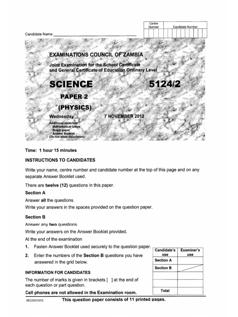 g12 Science p2 2012 | PDF