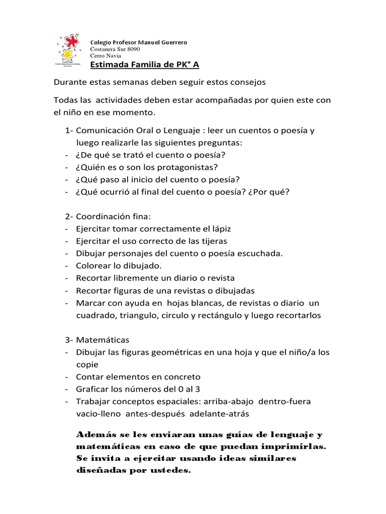 Actividades Pre Kinder | PDF | Artes del Lenguaje y Comunicación ...