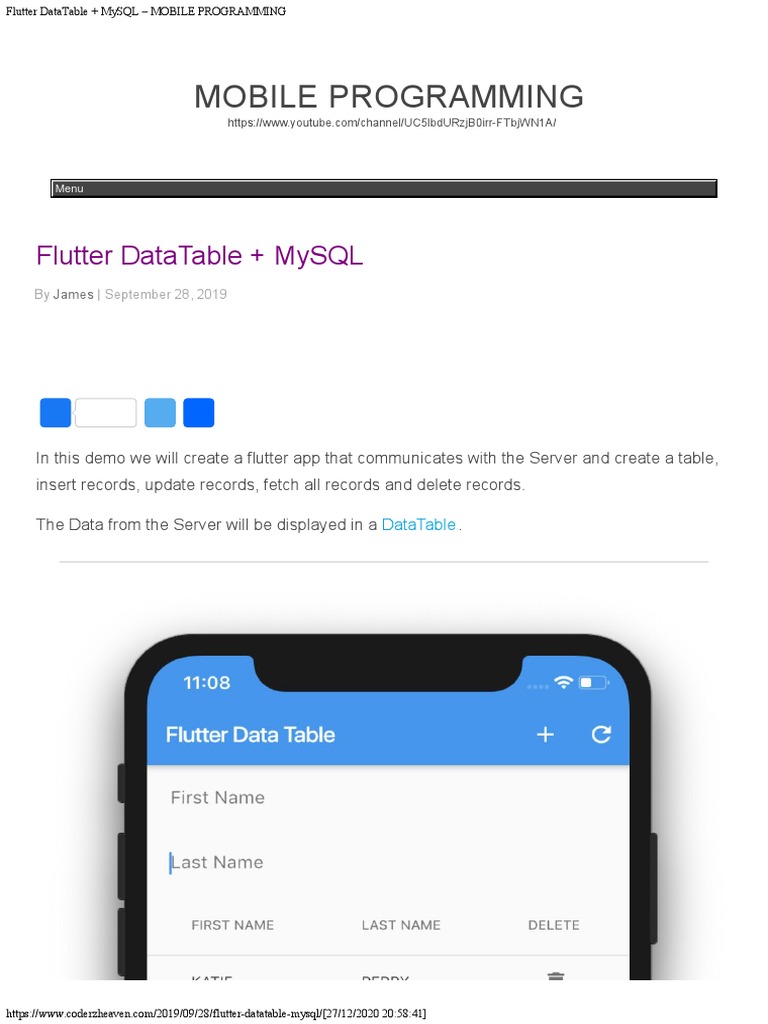 Flutter DataTable + MySQL - MOBILE PROGRAMMING | PDF | Mobile App ...