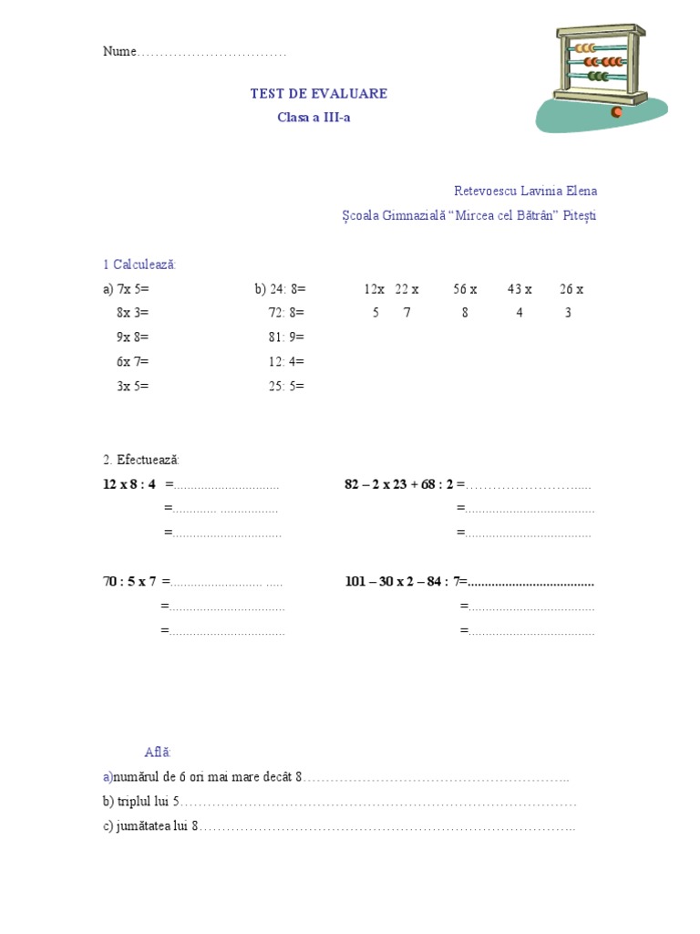 Retevoescu Lavinia Test Mem | PDF