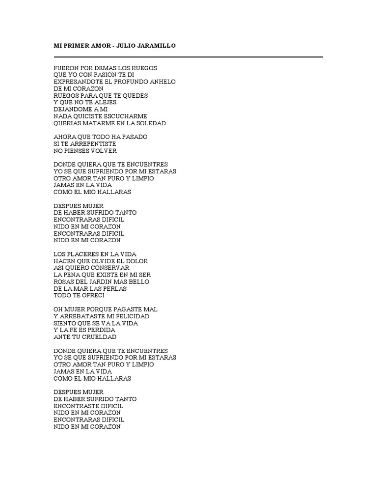 Mi Primer Amor Julio Jaramillo PDF