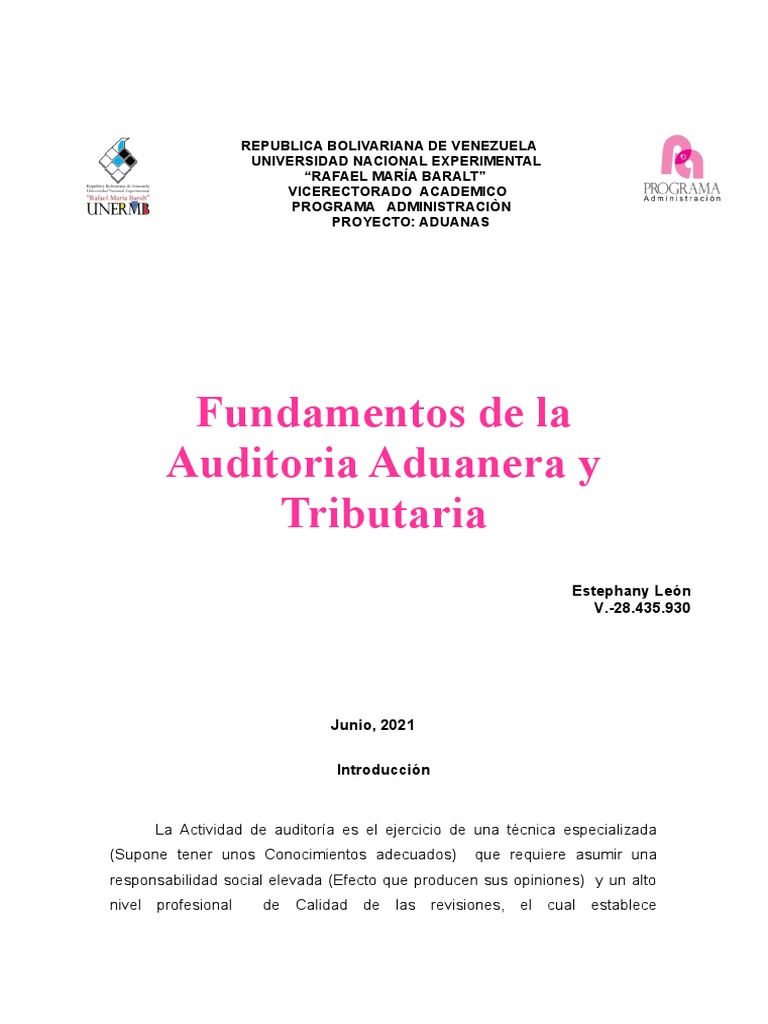 Fundamentos De Auditoria Aduanera Pdf Auditoría Contralor
