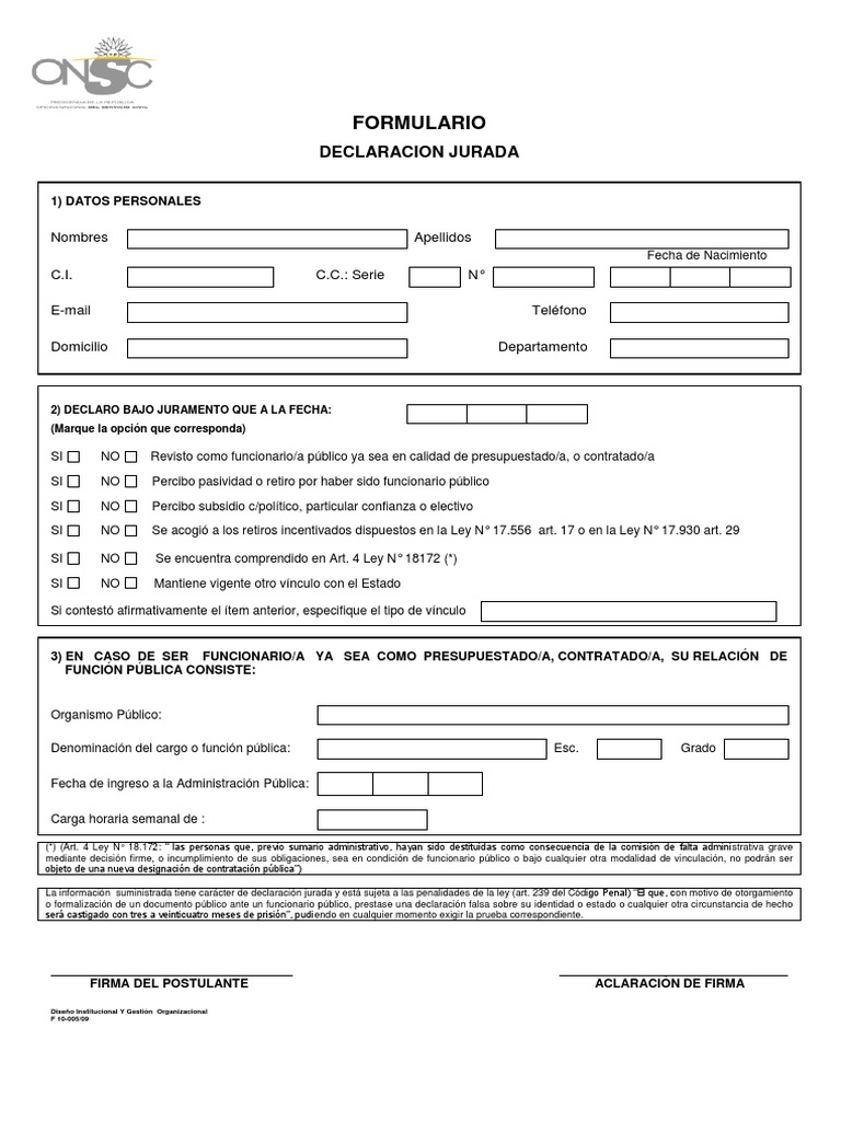 Formulario de Declaración Jurada Pública | PDF | Servicio Civil | Gobierno