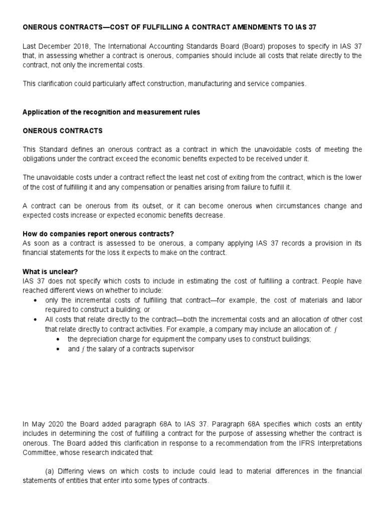 Onerous Contracts Example